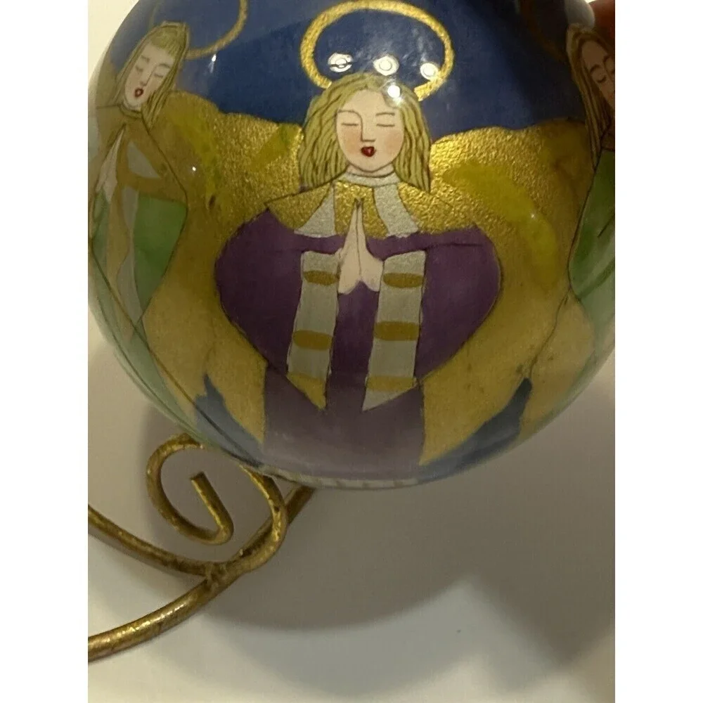 2000 Li Bien Hand Painted Christmas Ornament Pier 1 Angels Singing Praying Large